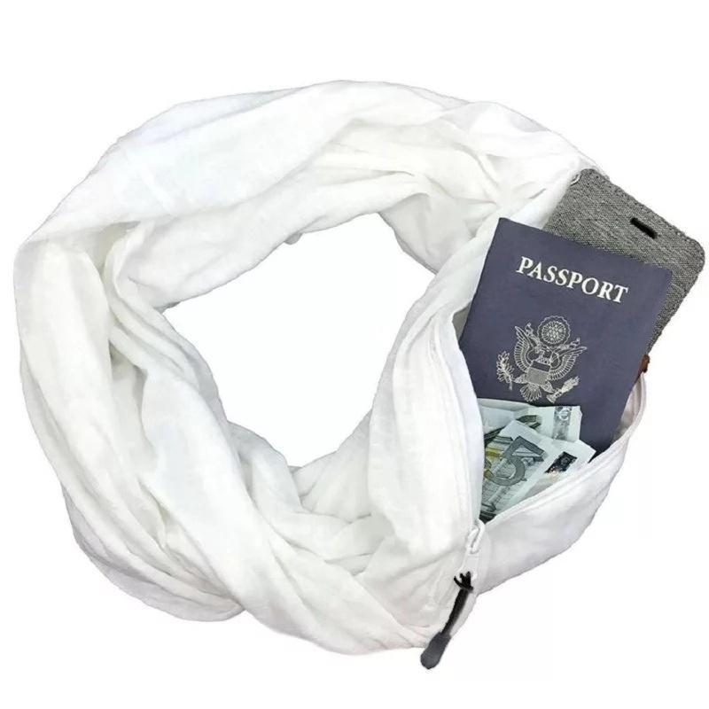 Warm Safe Scarf with Hidden Pocket