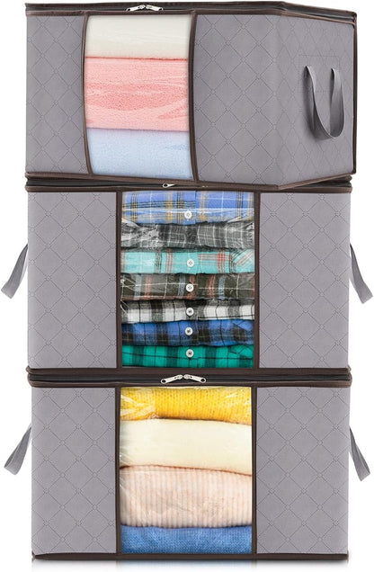 Collapsible Closet Storage Bins with Clear View Lid and Handles