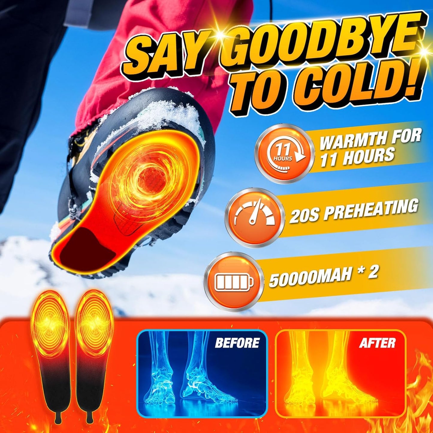 Warm Thermal Insoles for Boots and Shoes