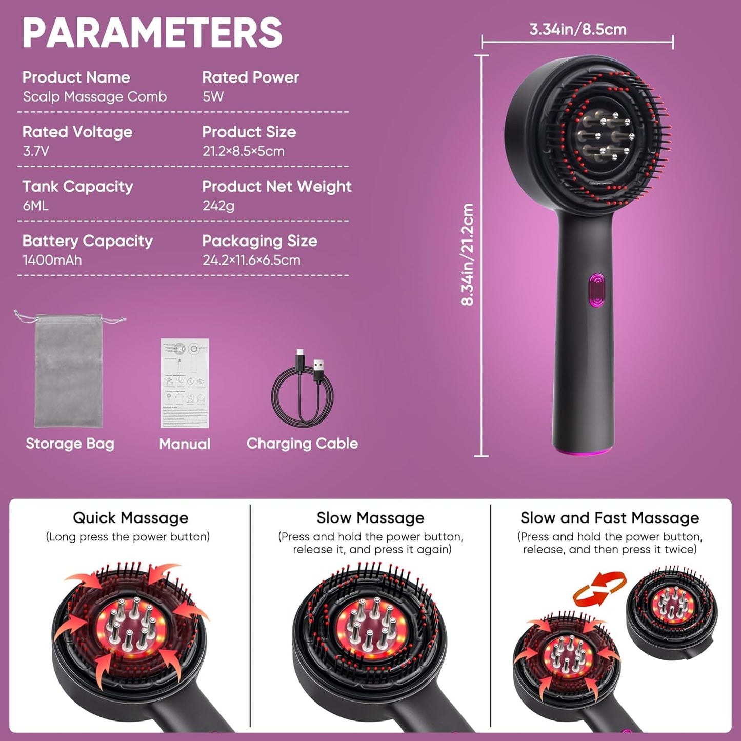 Gentle Hair Massager With Oil Brush For Healthy Hair