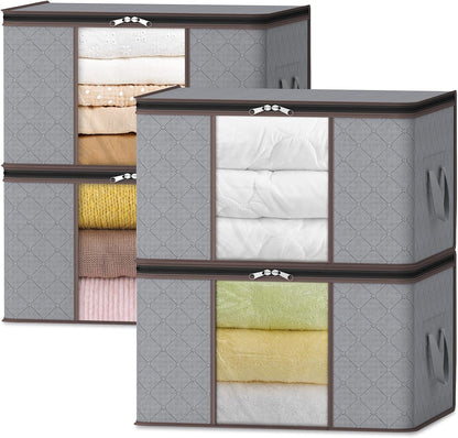 Collapsible Closet Storage Bins with Clear View Lid and Handles
