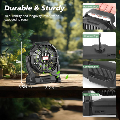 Compact Camping Fan with LED Light