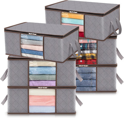 Collapsible Closet Storage Bins with Clear View Lid and Handles