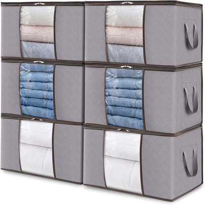 Collapsible Closet Storage Bins with Clear View Lid and Handles