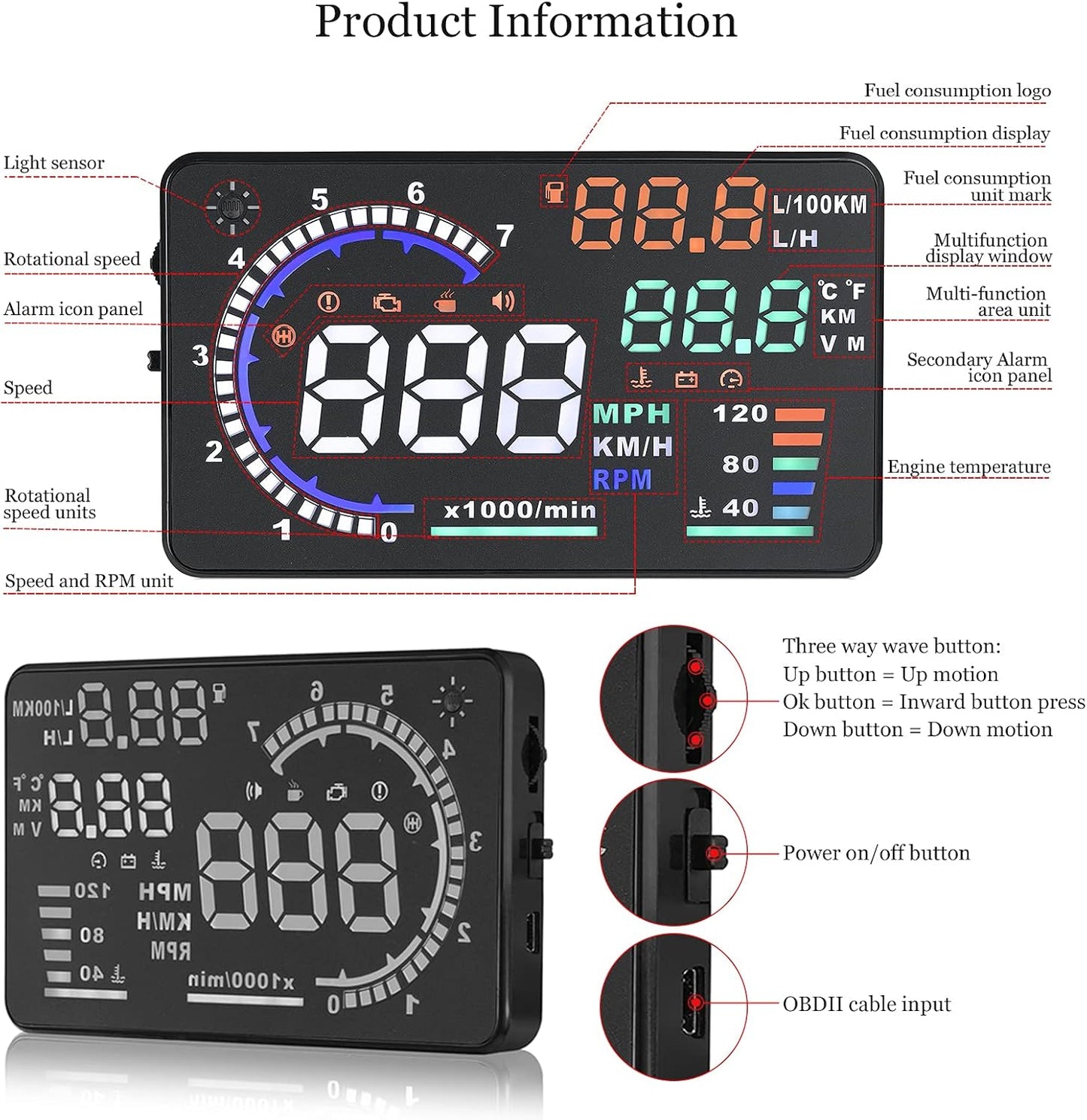 Advanced Car Heads Up Display HUD P8