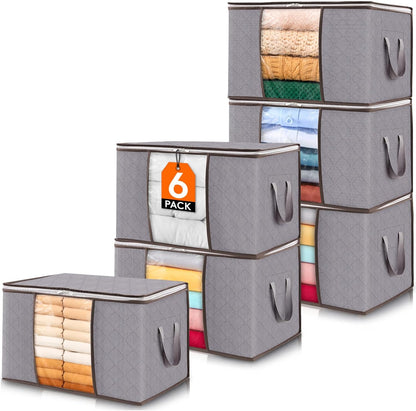 Collapsible Closet Storage Bins with Clear View Lid and Handles