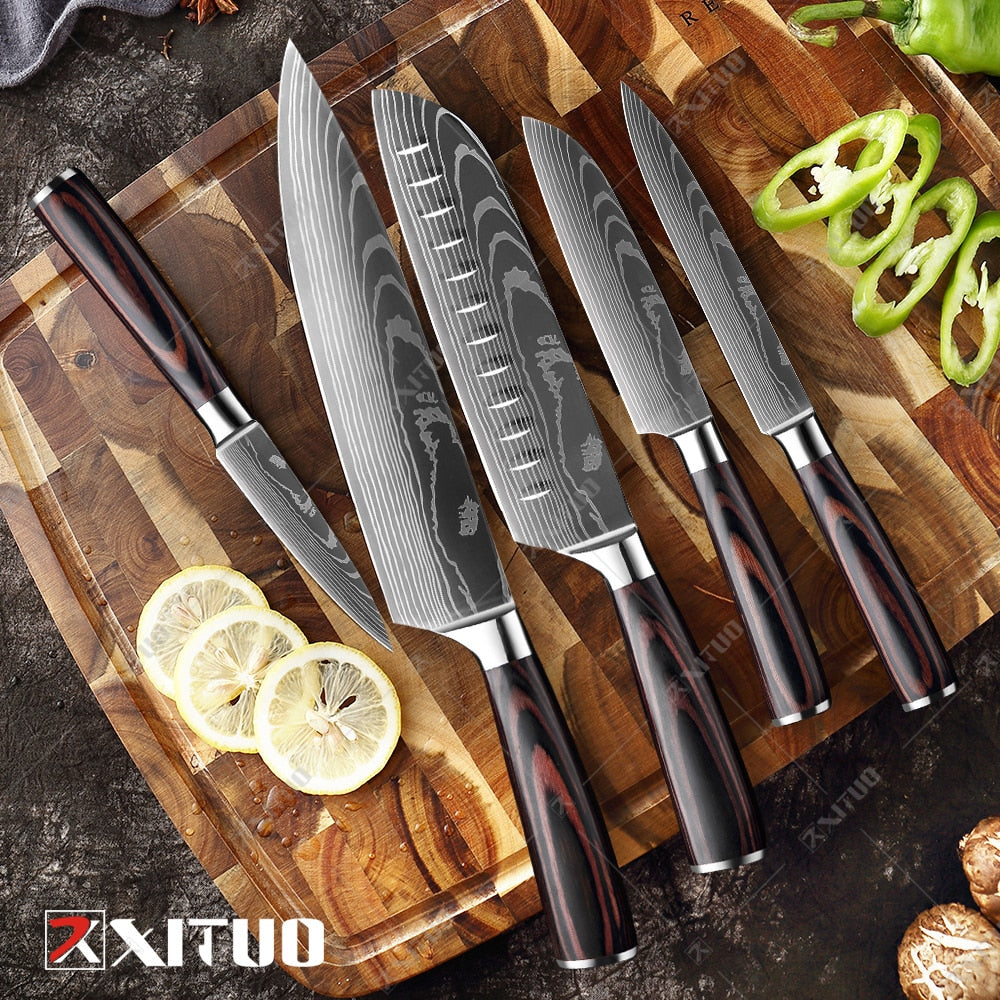 Premium Damascus Steel Kitchen Knives Set