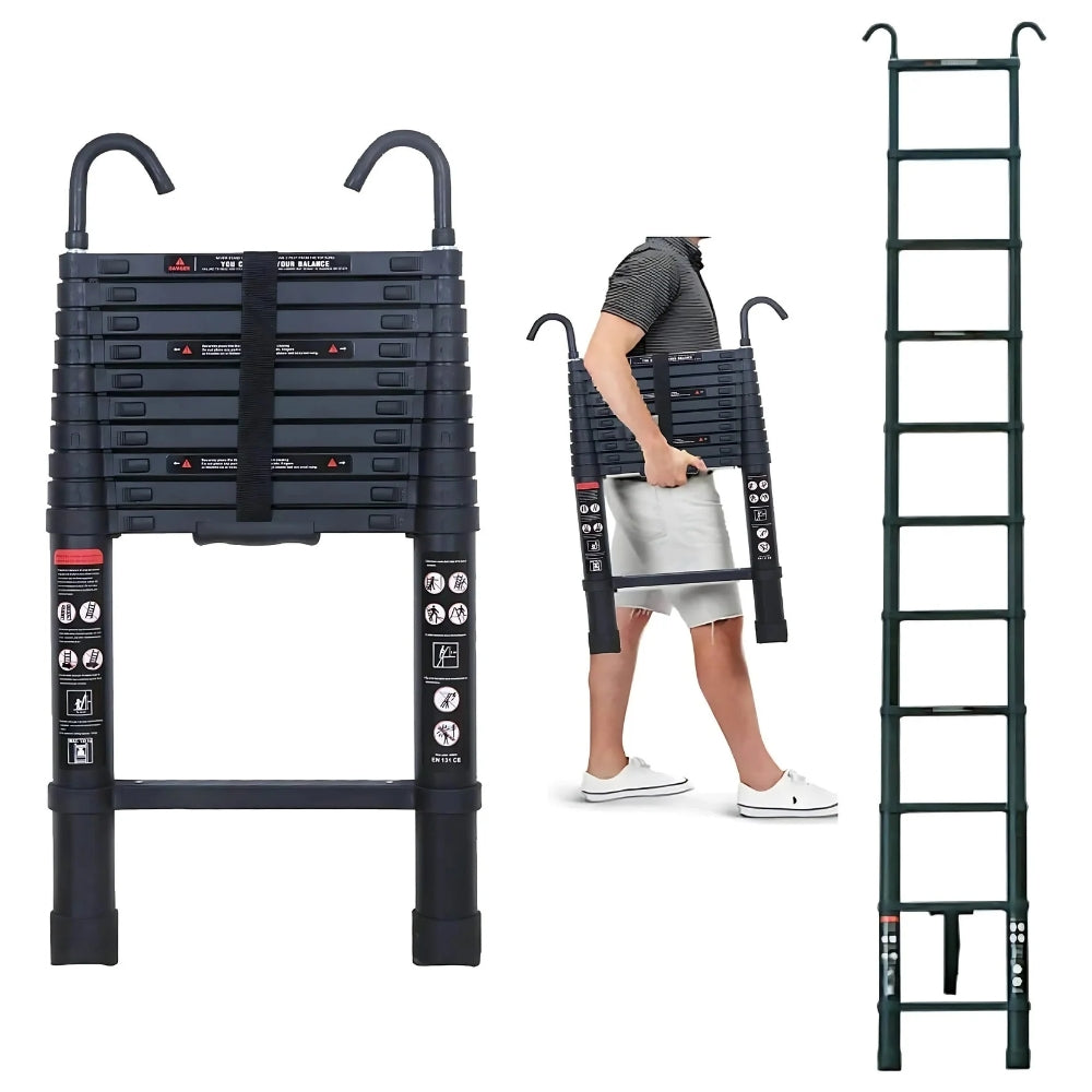Strong Adjustable Roofing Ladder with Safety Hook