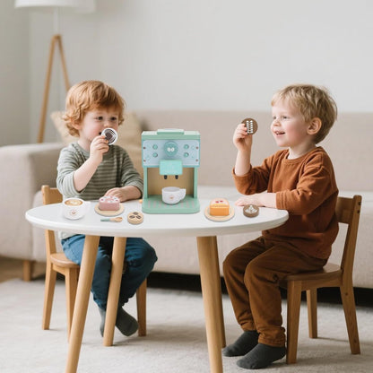 8Pcs Wooden Coffee Maker Toy Set, Kitchen Game Role Play, Safe for Ages 3+