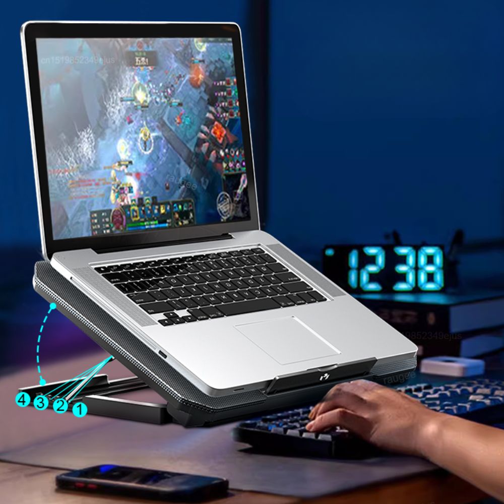 Fast Quiet Laptop Cooler with Adjustable Fan Settings