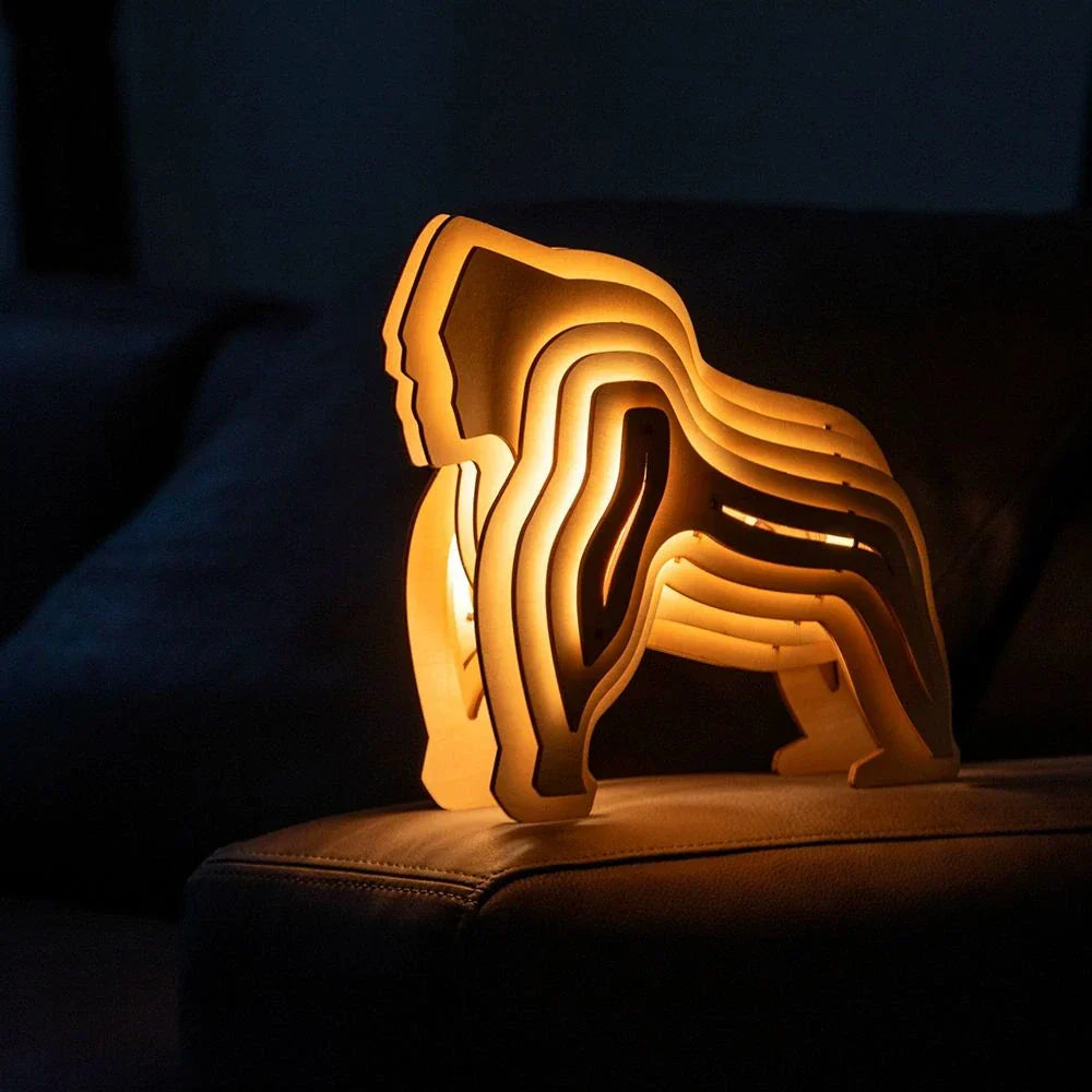 Rustic Handcrafted Wooden Animal Lamp