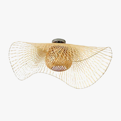 Natural Woven Rattan Pendant Lamp in Asian Design