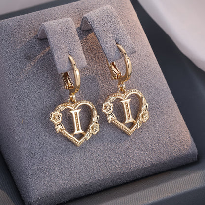 Simple Initial Heart Huggie Earrings