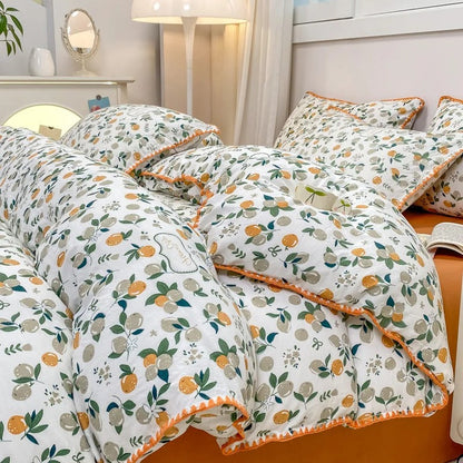 Beautiful Floral 4 Piece Bedding Set Duvet Cover