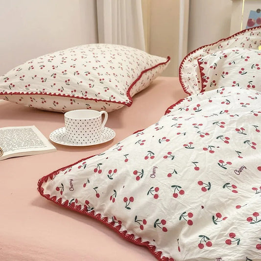 Beautiful Floral 4 Piece Bedding Set Duvet Cover - Halri