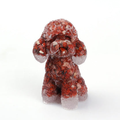 Beautiful Gemstone Dog Figurine Ornament
