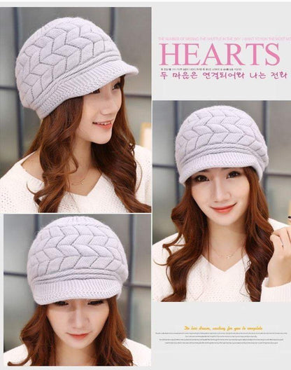 Warm Rabbit Beanie Knit Hats