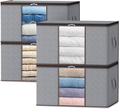 Collapsible Closet Storage Bins with Clear View Lid and Handles