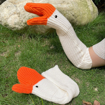 Quirky Knitted Duck Gloves