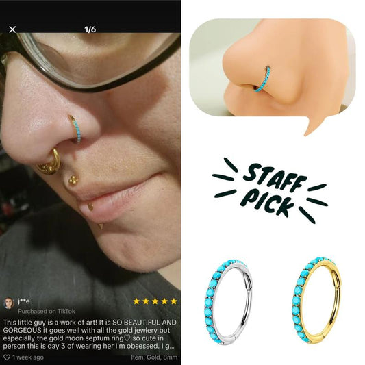 Azure Blue Hinged Nose Ring - Halri