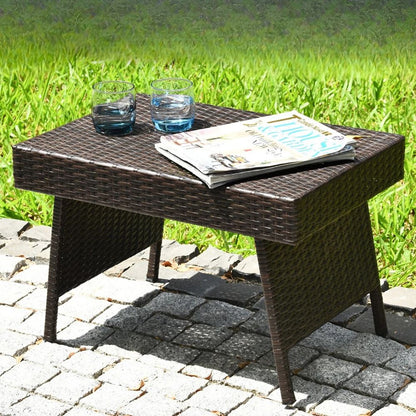 Durable Outdoor Wicker Patio Side Table - Halri