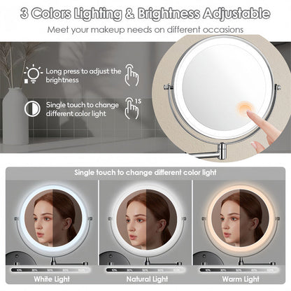 Rechargeable LED Lighted Wall Mount Mirror
