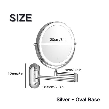 Rechargeable LED Lighted Wall Mount Mirror