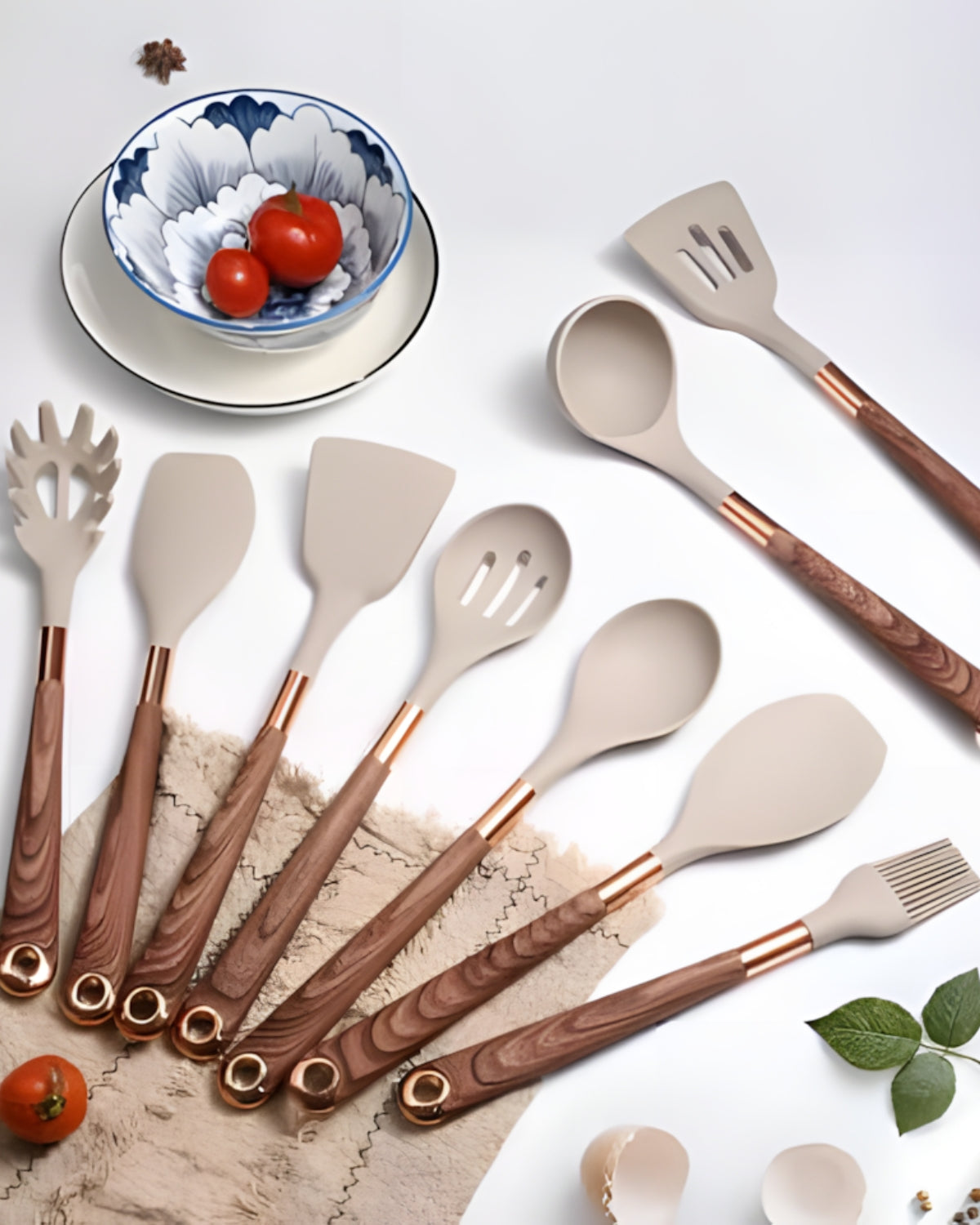 Premium 11-Piece Kitchen Utensil Set with Wooden Handles
