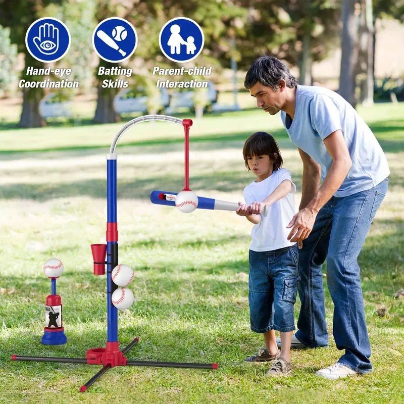 Adjustable Automatic Pitching Baseball Machine for Kids 3+