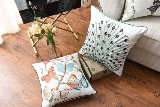 Rustic Embroidered Country Pillow - Halri