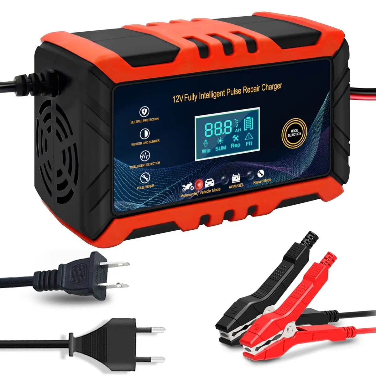 Fast Car Battery Charger with LCD Display - Halri