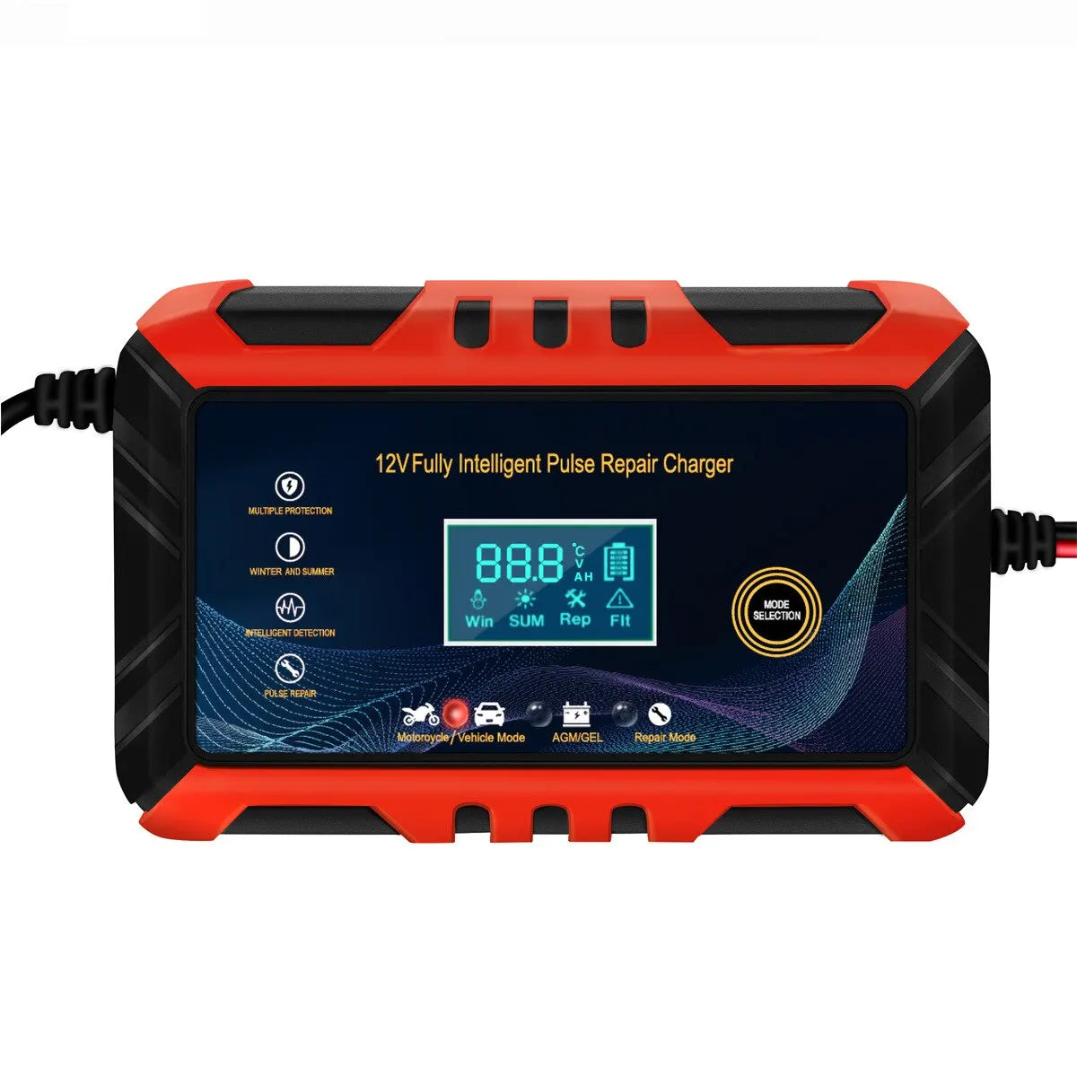 Fast Car Battery Charger with LCD Display