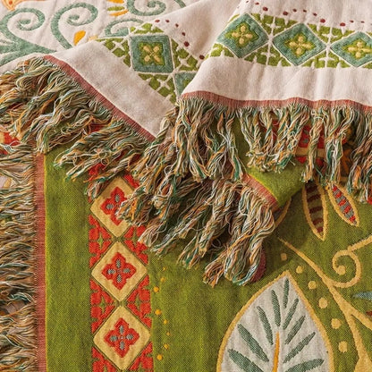 Colorful Reversible Throw Blanket with Floral Pattern