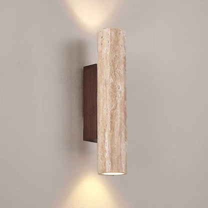 Warm Travertine Wooden 2-Light Wall Lamp - Halri