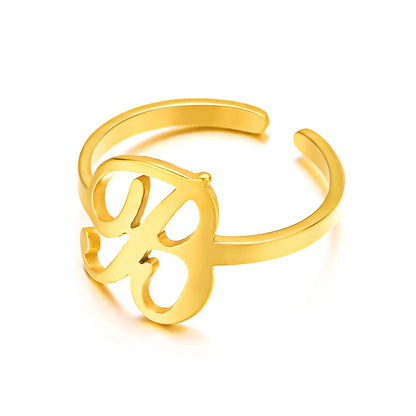 Personalized Script Monogram Initial Ring