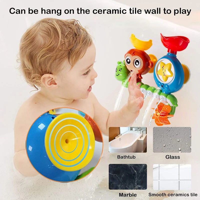 Baby Bath Toy Monkey & Caterpillar with Suction Cups, Safe for Ages 1+