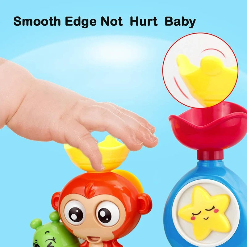 Baby Bath Toy Monkey & Caterpillar with Suction Cups, Safe for Ages 1+