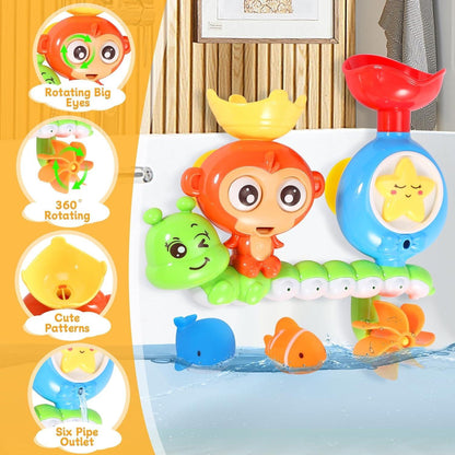 Baby Bath Toy Monkey & Caterpillar with Suction Cups, Safe for Ages 1+