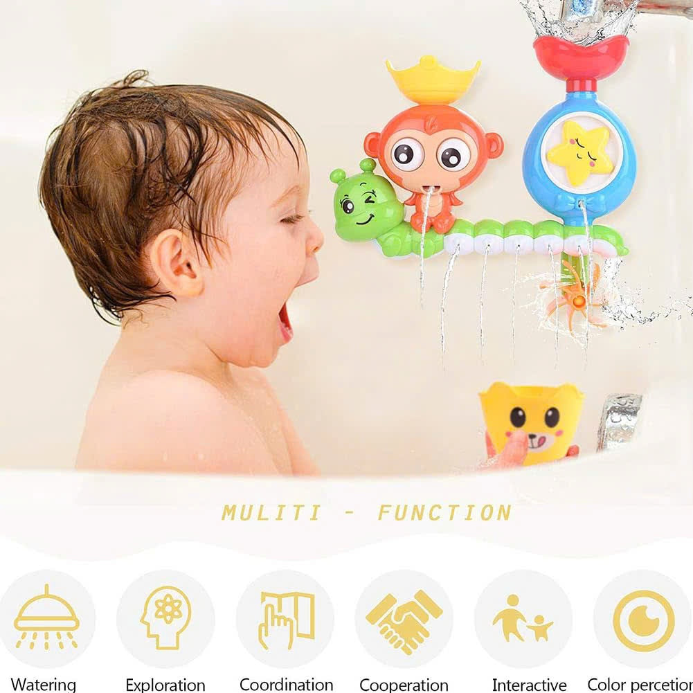 Baby Bath Toy Monkey & Caterpillar with Suction Cups, Safe for Ages 1+