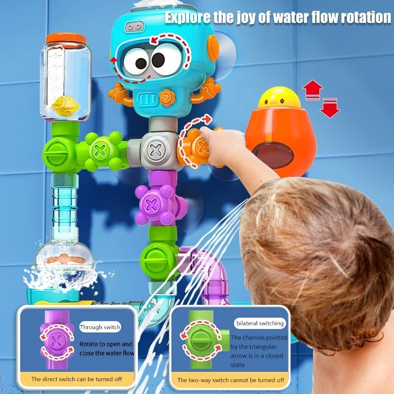 Baby Bath Toy – Water Pipe Assembly Set with Suction Cups, Safe for Ages 3+