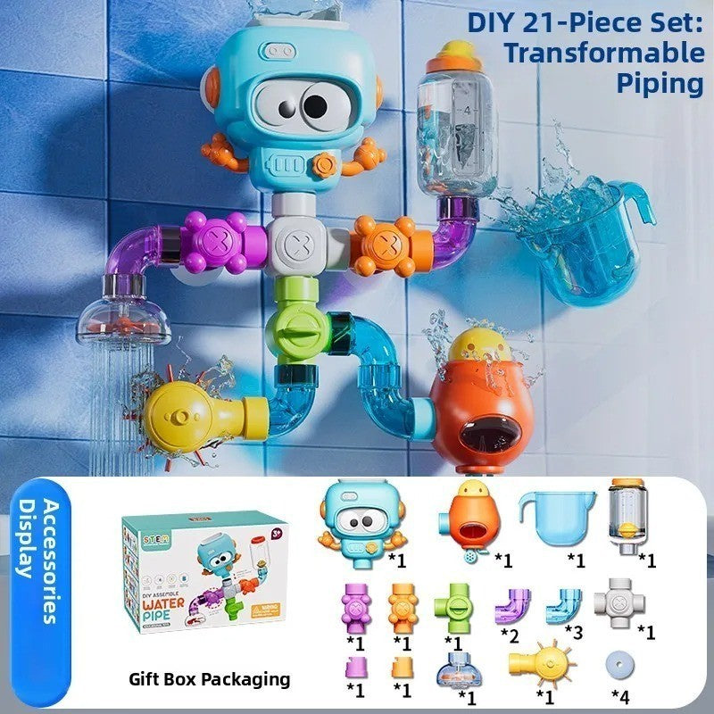 Baby Bath Toy – Water Pipe Assembly Set with Suction Cups, Safe for Ages 3+