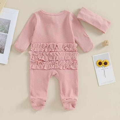 Baby Clothes New Born Baby Clothing Solid Color Flying Sleeve Ruffled Zipper Romper