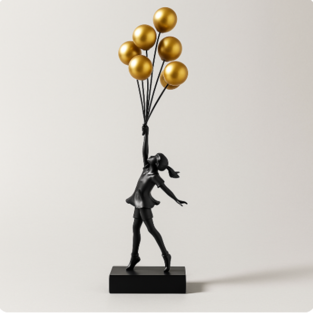 Cute Girl Balloon Figurine Modern Home Decoration
