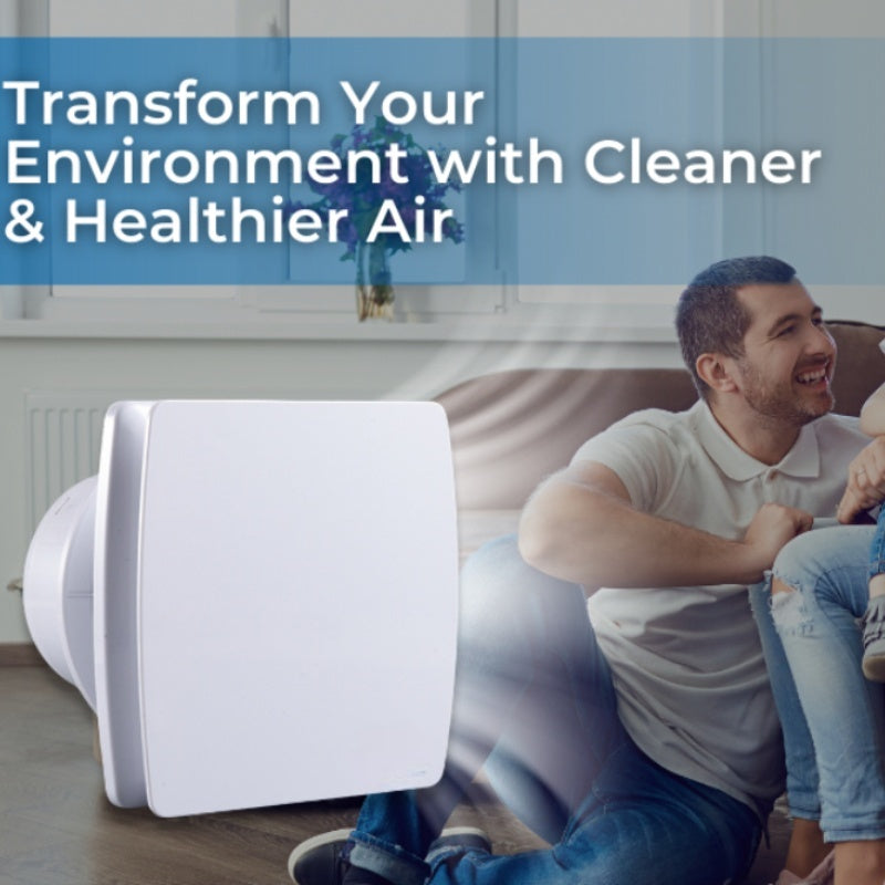 Bathroom Extractor Fan - Silent Air Vent with Remote Control, Effective Odor Removal and Dehumidification