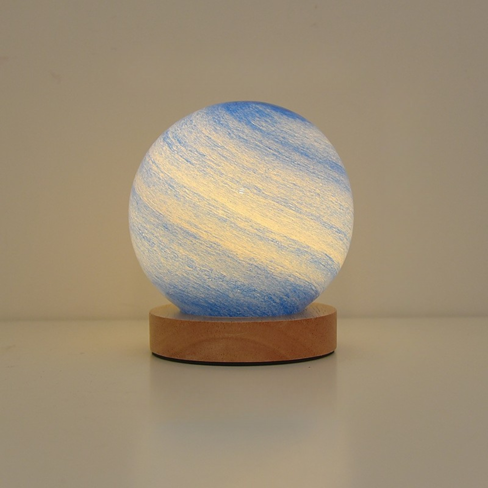 Cosy Glass Bedside Lamp with Celestial Night Light - Halri