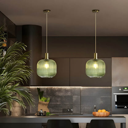Modern Ribbed Glass Pendant Light
