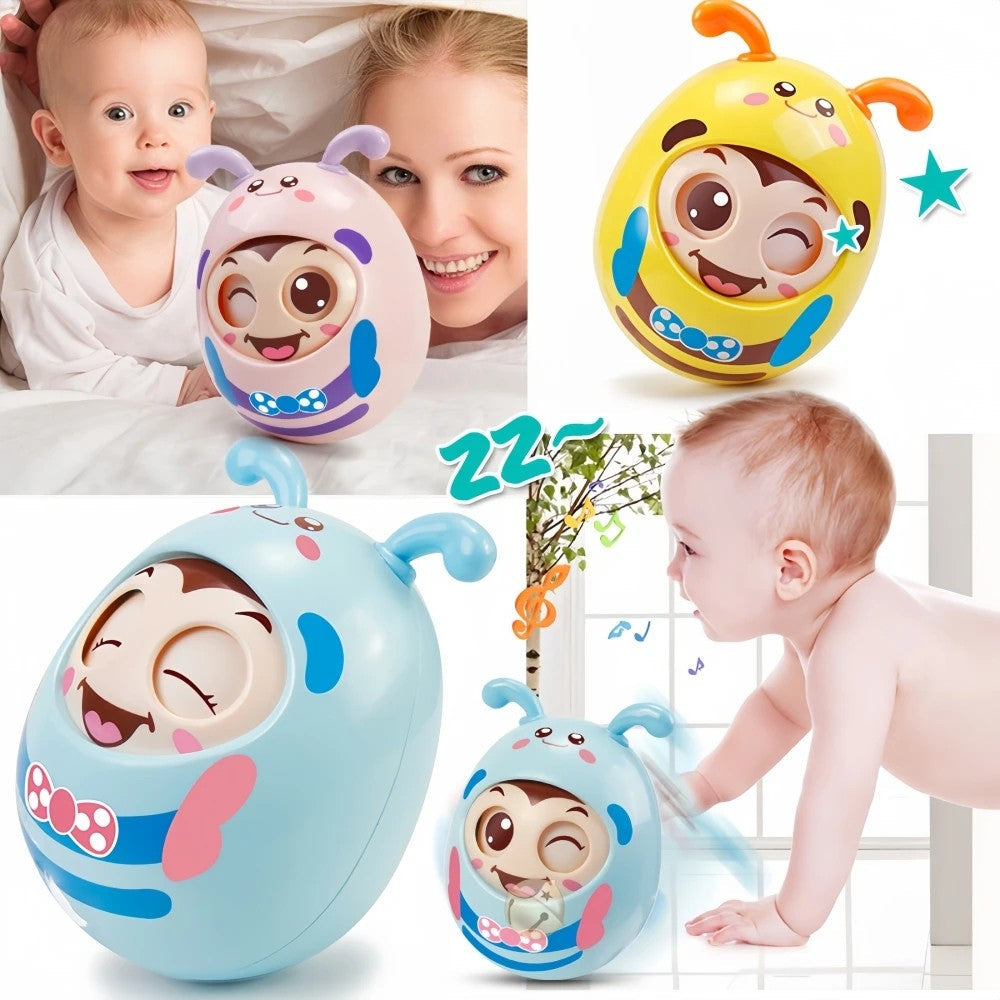 Cartoon Bee Tumbler Toy – Wobbling Baby Toy for Hand-Eye Coordination