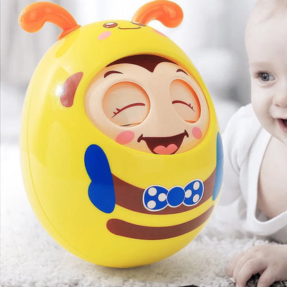 Cartoon Bee Tumbler Toy – Wobbling Baby Toy for Hand-Eye Coordination