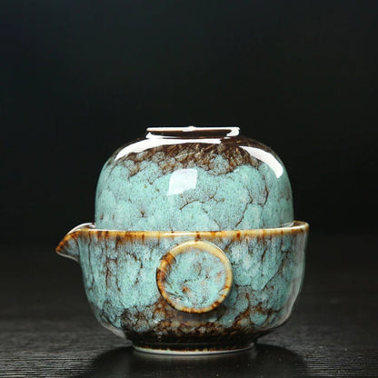 Portable Ceramic Tea Set with Teapot and Cup