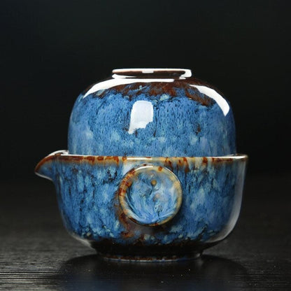 Portable Ceramic Tea Set with Teapot and Cup